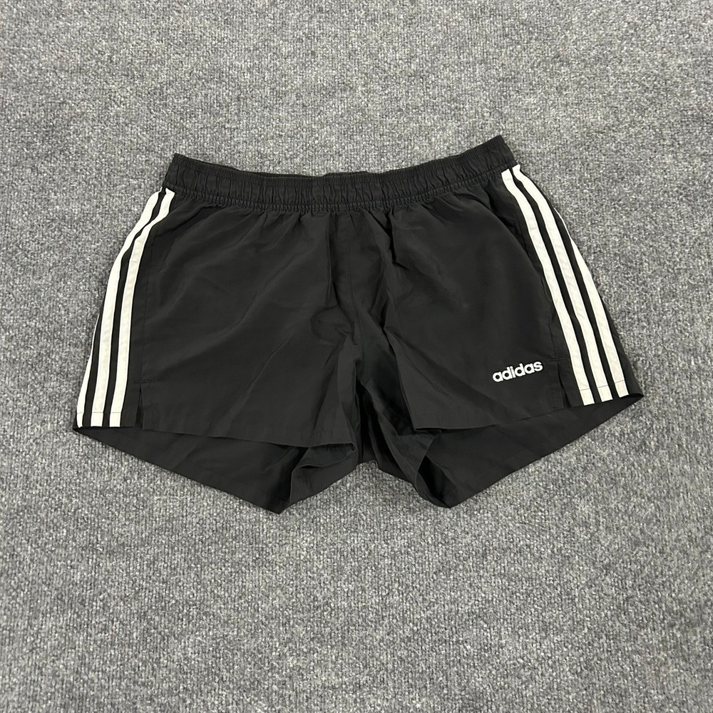 Adidas Shorts Womens Size L Black 3-Stripe Athletic Running Lightweight Gym